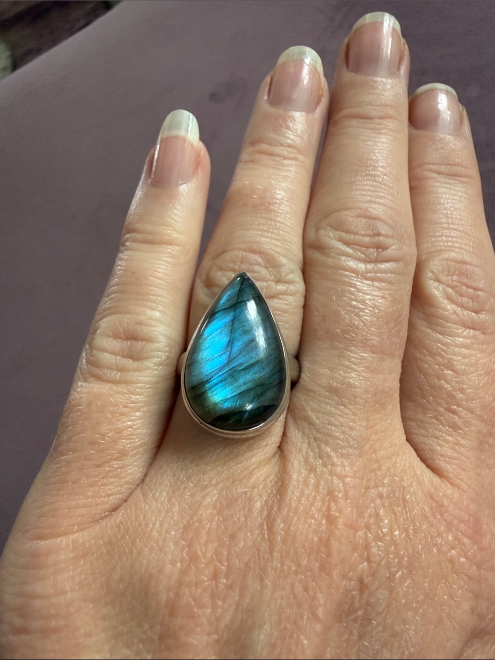 Sterling Silver Labradorite Ring | Sz 6.5